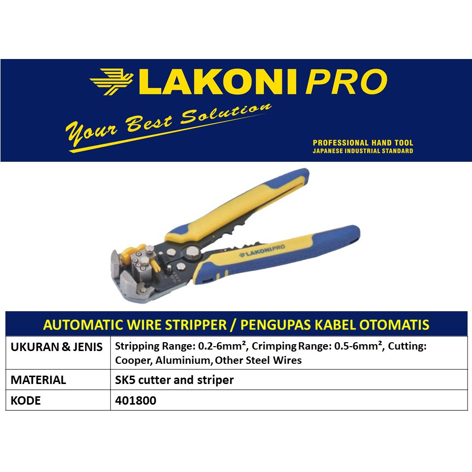 LakoniPro / Jetjotools 401800 Tang Pengupas Kabel Otomatis Automatic Wire Stripper 10/60 LAKONI PRO