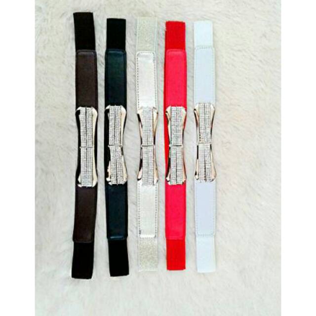 Sabuk wanita model karet plat permata kecil. Belt import