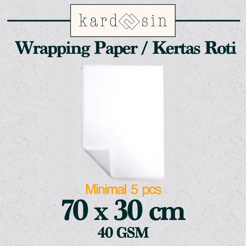 

KERTAS ROTI WRAPPING PAPER BAJU TAS KAOS KERUDUNG PEMBUNGKUS PENGGANJAL POLOS PUTIH UK 70X30 CM