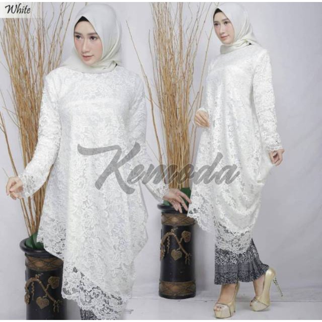 Set kebaya brokat miring mutiara 1 /kebaya modren/kebaya muslim/kebaya wisuda