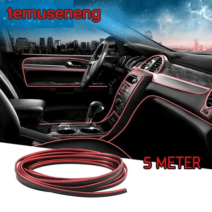 5 M Merah Aksesoris Interior Mobil Karet Warna Dasboard Trim Strip Red