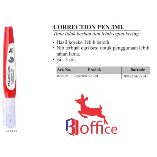 

Faber-Castell Correction pen / Tipe X Cair 3ml (pcs)