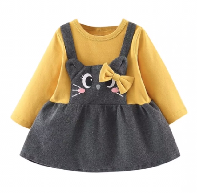 Baju Dress Princess Cute Face Cat / Baju Import / Baju Terusan anak