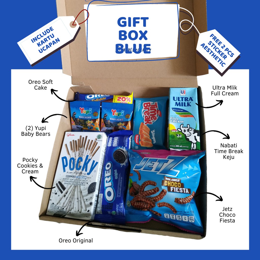 

Lebaran Idul Fitri Gift Box Snack Box Biru / Ulang Tahun, Wisuda, Anniv Hampers