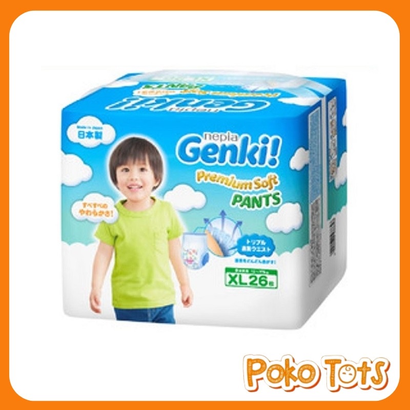 Nepia Genki XL26 Premium Soft Diapers Pants Size XL Isi 26