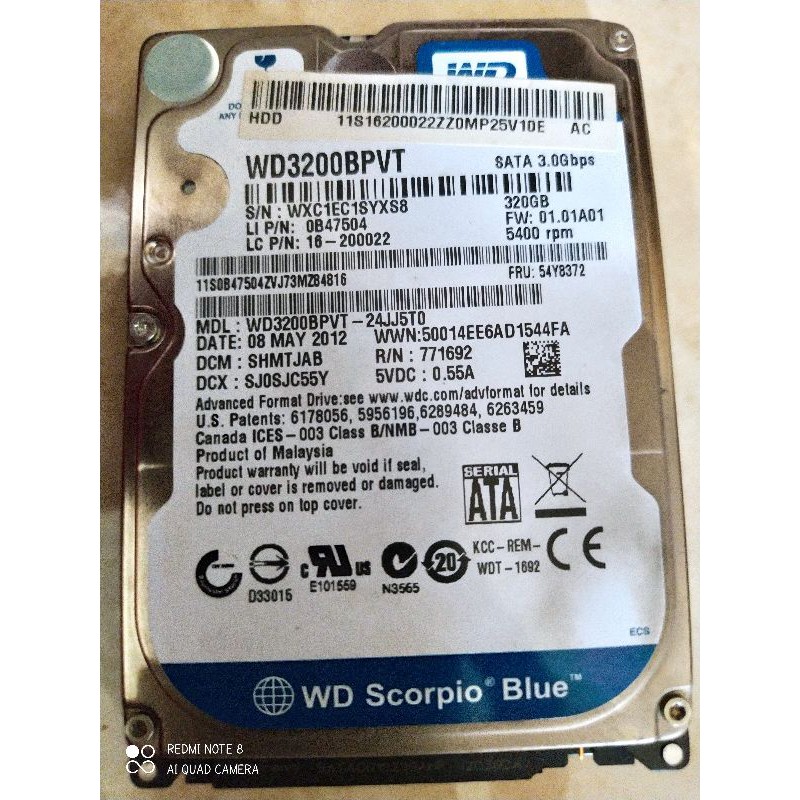 Harddisk Laptop WD Blue 320gb
