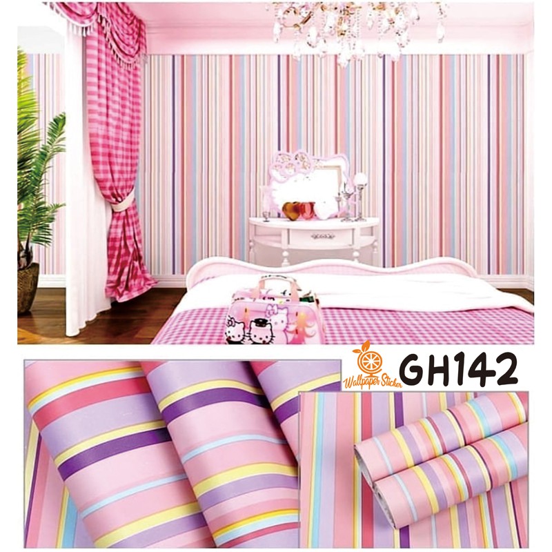 Wallpaper motif Salur Wallpaper Stiker Ruang Tamu Wallpaper Stiker Dinding Roll Uk 45Cm X 8M