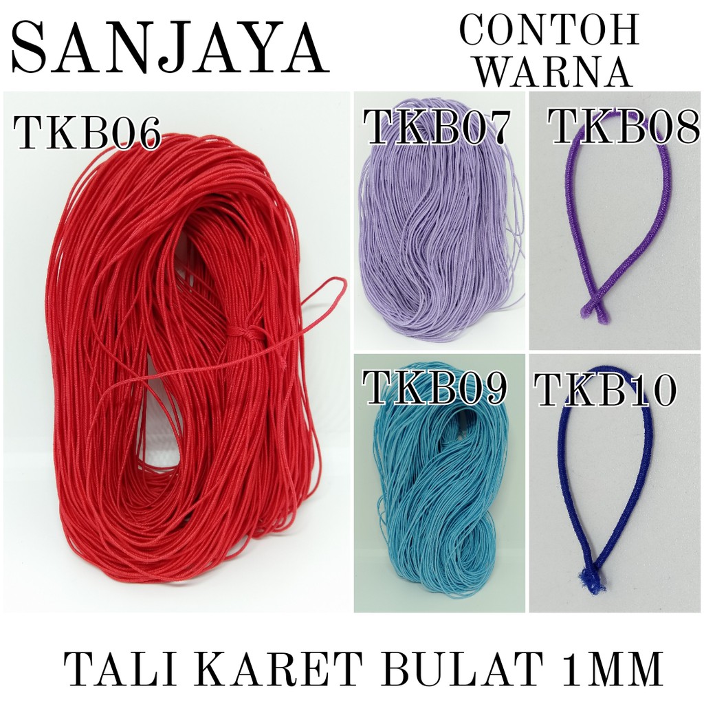 TALI KARET ELASTIS / TALI GELANG KARET / TALI ELASTIS BULAT WARNA WARNI / TALI KARET BULAT 1MM