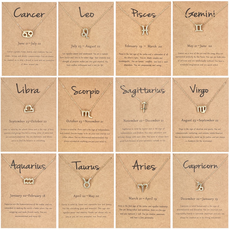 Kalung Liontin 12 Zodiak Warna Silver Dan Gold Untuk Wanita