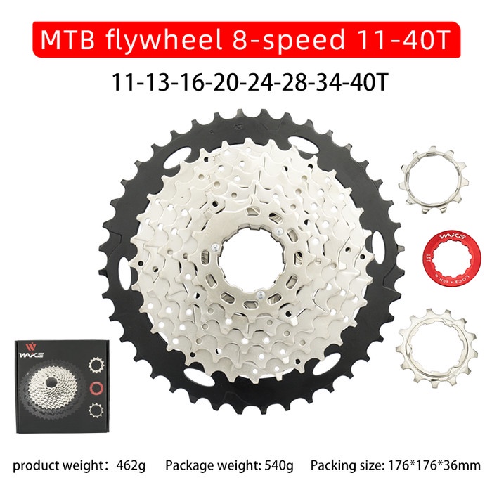 Wake Sprocket 8 Speed 11 - 40T Silver Gear Cassette Sepeda MTB promo