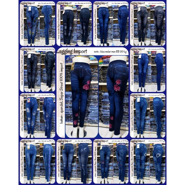 New Legging Import //Legging motif jeans //Legging senam