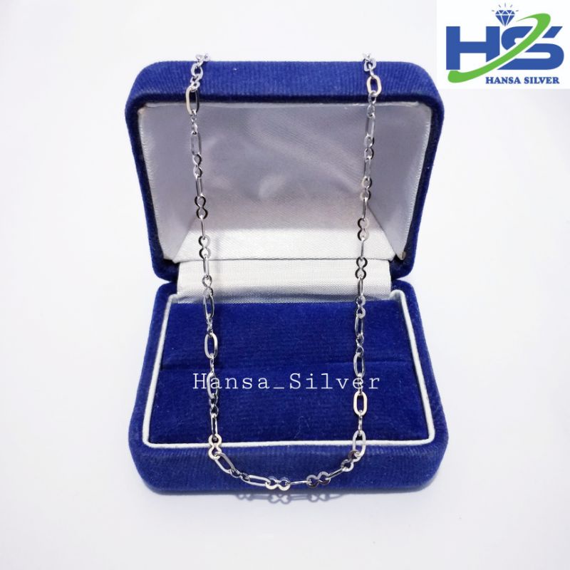 Kalung Perak Silver Asli 925 Lapis Emas Putih Model Rantai Fancy - Kalung Perak Wanita Anti Karat