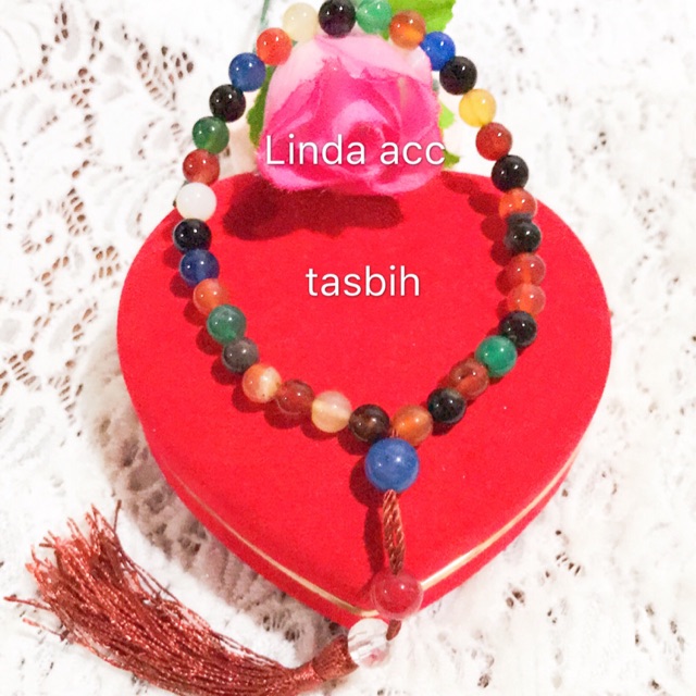 tasbih giok 33 butir warna warni batu giok asli 88
