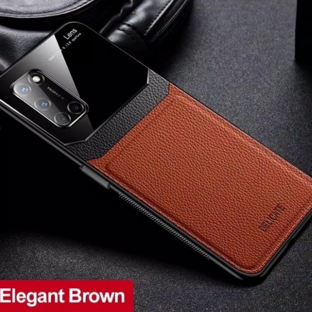 CASE OPPO A53 A52 A92s HARD SOFT LEATHER DELICATE ORIGINAL CASING COVER - Hitam, Oppo A52