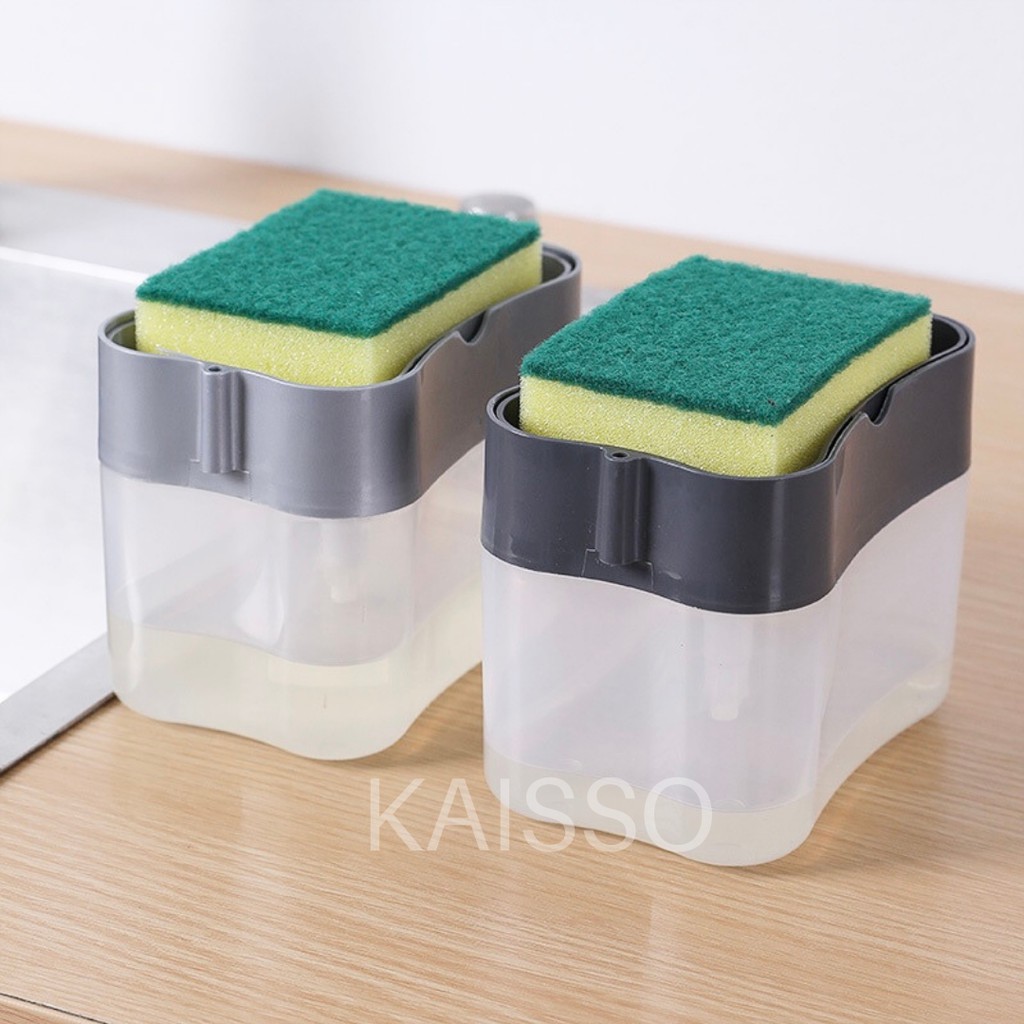 KAISSO - DISPENSER TEMPAT SABUN CUCI PIRING OTOMATIS DENGAN SPONS / SOAP DISPENSER