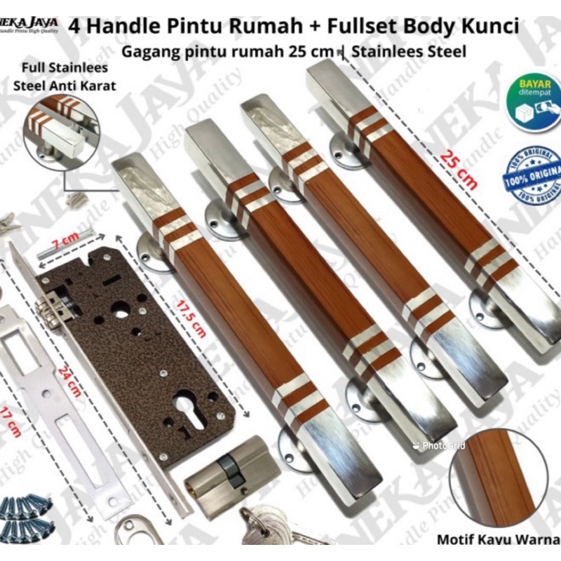 MURAH KUNCI HANDLE PINTU KUPU KUPU KUNCI PINTU DUA DOUBLE KUNCI PINTU TARUNG DOBEL Paket hmt komplit kunci pintu double kupu2  kunci 4 pcs pH stanlis + 1 set kunci pelor stanlis kunci