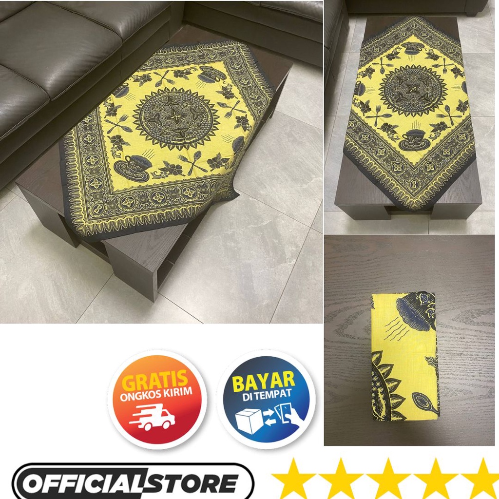 Taplak Meja Ruang Tamu Motif Kain Batik Model Tradisional Ukuran 100 x 100 Persegi Empat Kotak Panja