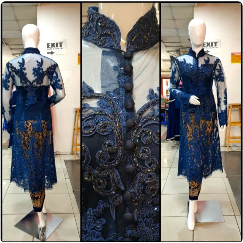 Setelan tunik kebaya payet (kebaya tunik + longtorso + rok plisket)