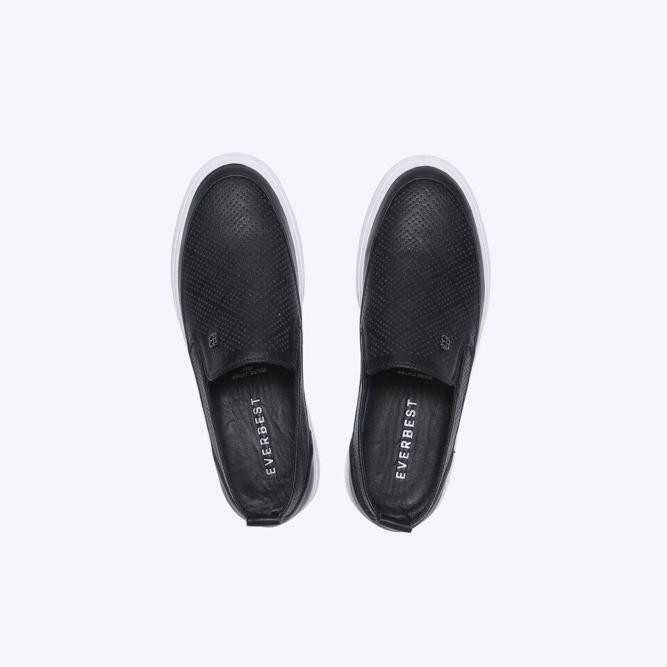 SEPATU SLIP ON EVERBEST PRIA ORIGINAL CASUAL KULIT BRANDED HITAM EM05