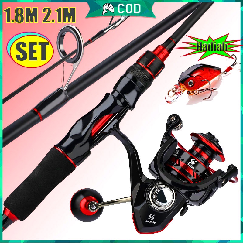 GROSIR MURAH  Pancing Set Joran Pancing 1.8M-2.4M Ultralight Weight Spinning Fishing Rod Dan 12+1BB Rasio Gear 5.0:1 Max Drag 5-10KG