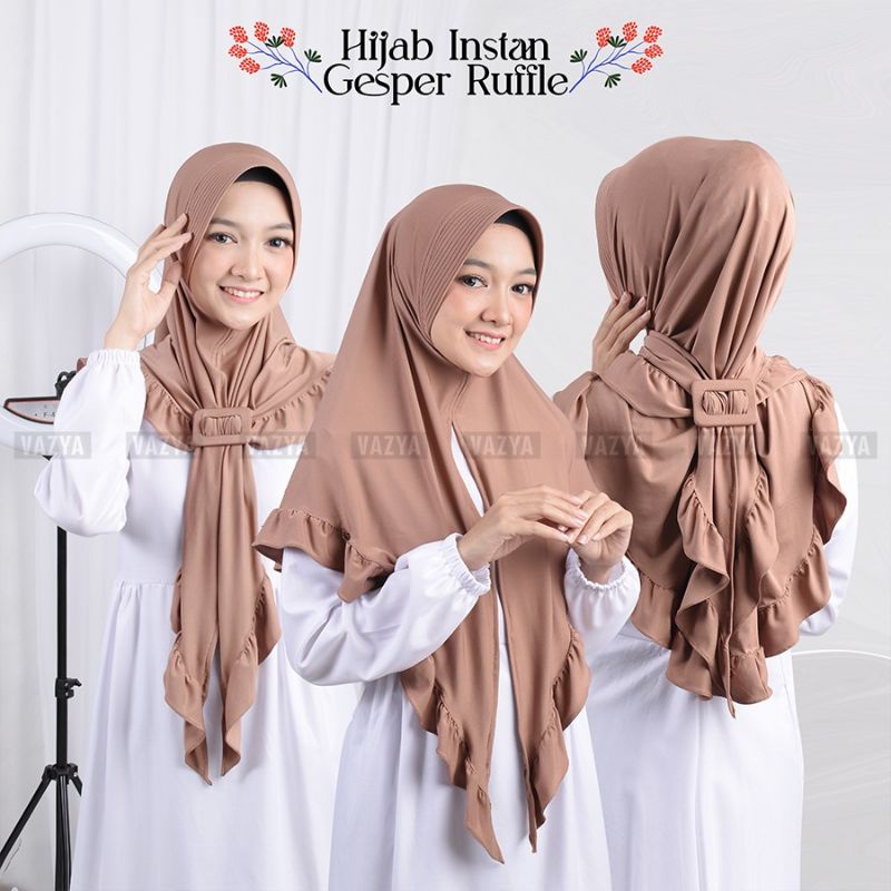 Hijab Instan Ruffle Free Gesper