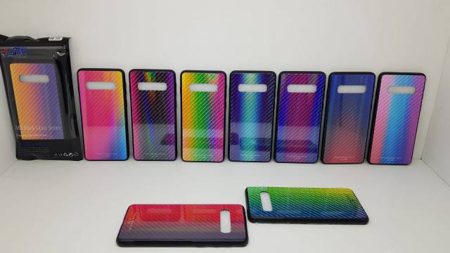 Glass Case Samsung S10 6.1 inchi UME Pattern Samsung G973 Hardcase Rainbow Glass Case