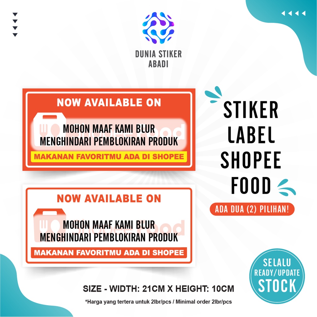 

Stiker Shopee-Food - Per/2 lbr (21x10cm)