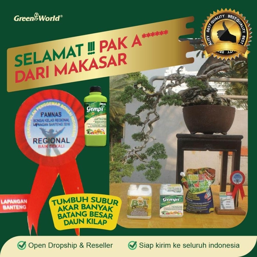 Pupuk Organik GEMPI - GREEN WORLD - 500 ML - Mengandung Omega 3 &amp; Selenium dari Ikan Tuna Australia - Meningkatkan Hasil Panen dan Kekebalan Tanaman Terhadap Hama &amp; Penyakit