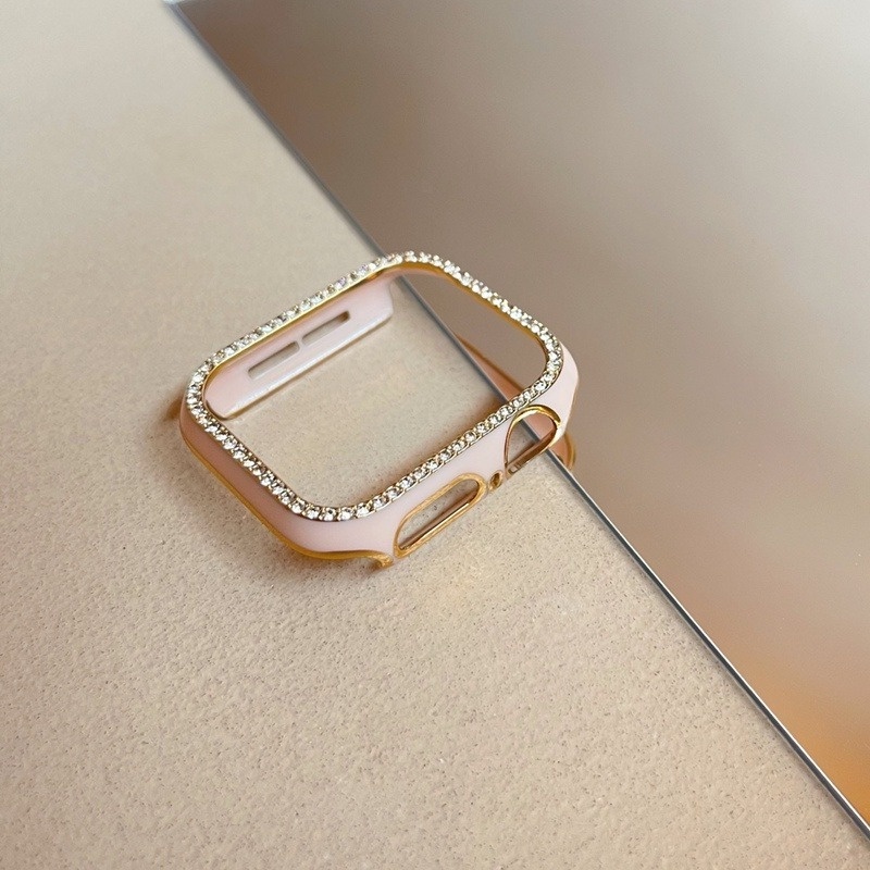Diamond Case Untuk Apple watch 45mm 41mm 40mm 42mm 38mm Aksesoris Bling Bumper Pelindung Cover iWatch Series7 6 SE 5 4 3 2 1