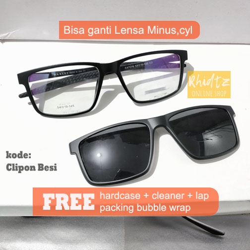Clipon gagang besi frame kacamata pria sporty super premium bisa ganti lensa minus plus progresif an