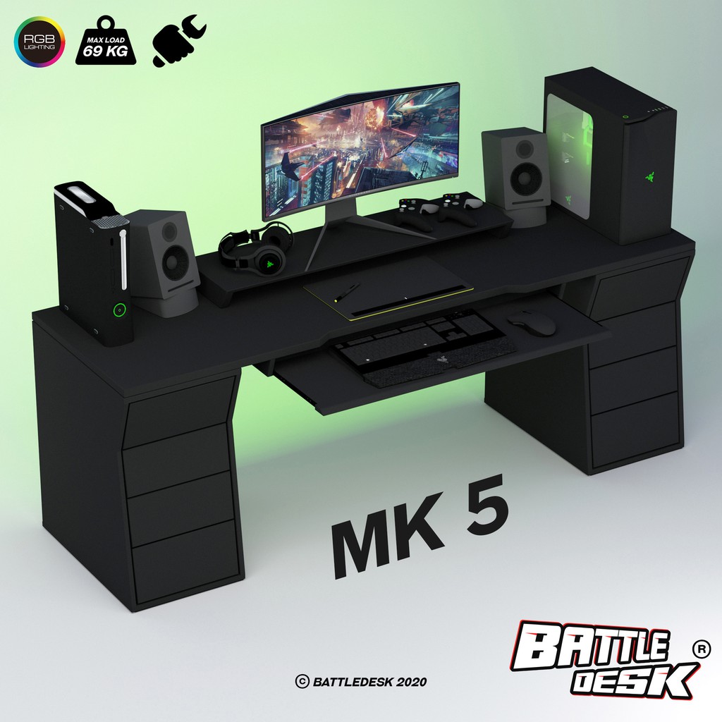 Battledesk MK 5 - Meja Komputer Gaming PC Desk RGB Murah