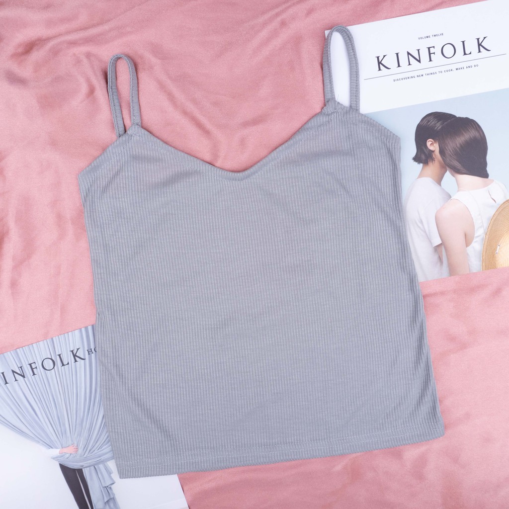 TANK TOP KAMISOL / TANG TOP ATASAN / TANKTOP POLOS KAMISOL-kamisol abu-abu