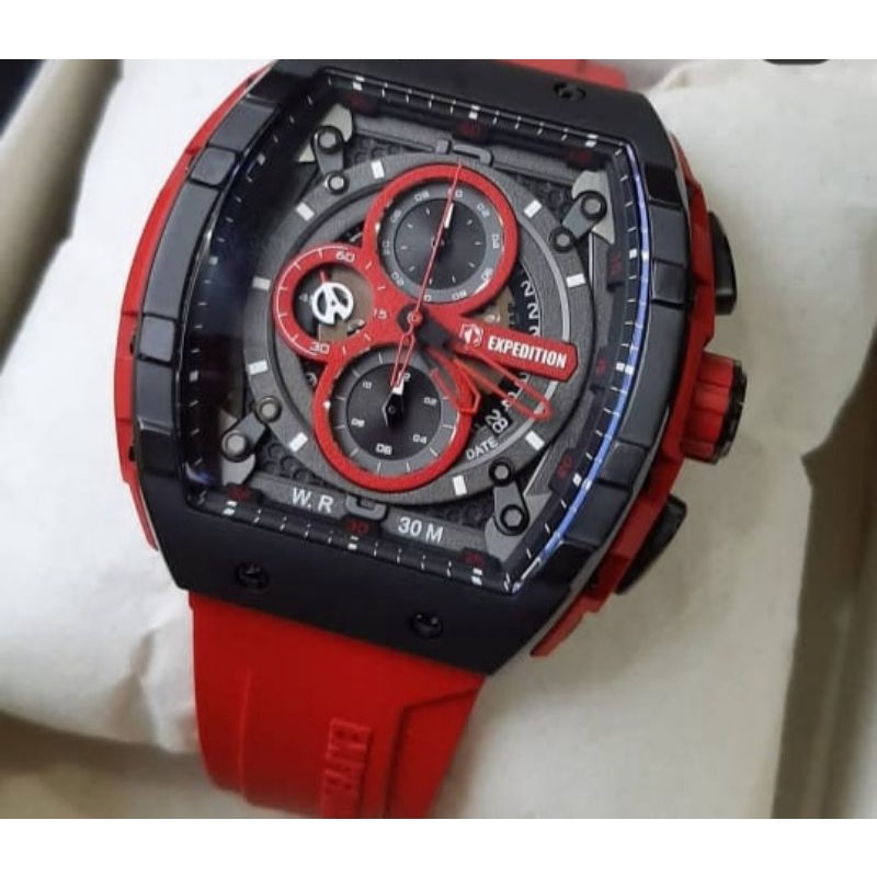 JAM TANGAN PRIA EXPEDITION E6682 E 6782 RUBBER CHRONOGRAPH WATER RESISTANT ORIGINAL
