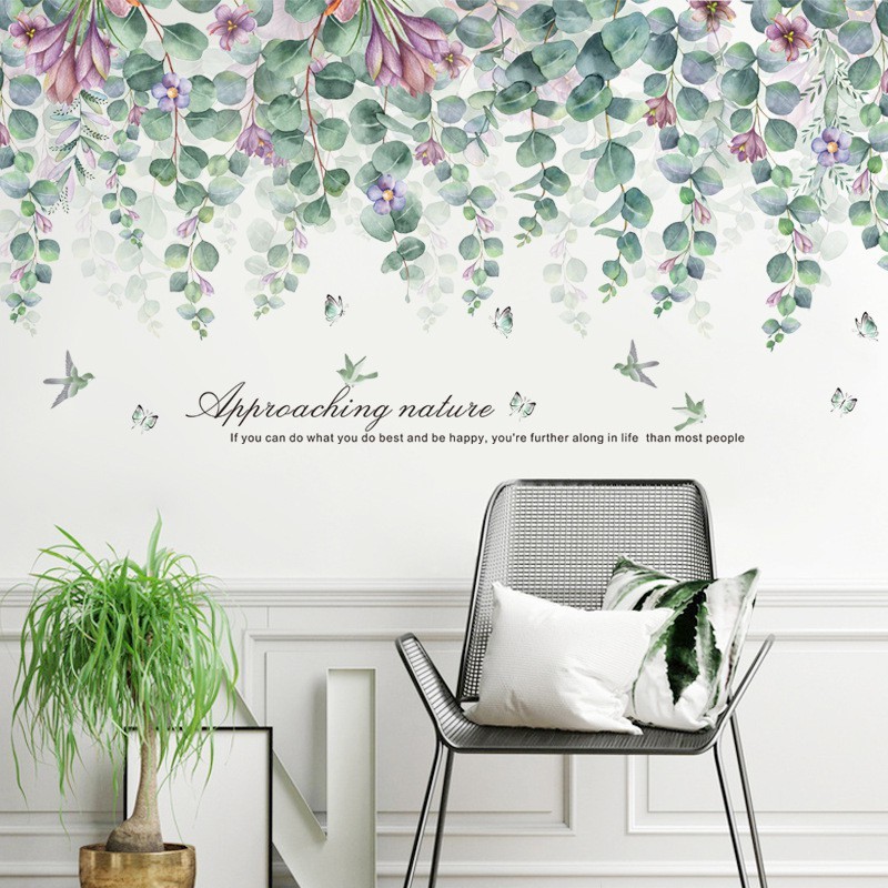 WALLSTIKER WALLSTICKER Q 51 WALLPAPER WALL STICKER STIKER DINDING PLAFON WALLPEPER WALSTIKER WALSTICKER DAUN RUMPUT RAMBAT JUNTAI HIJAU PALEM BUNGA CAFE DEKORASI RUMAH RUANG TAMU JENDELA PINTU KACA KAMAR MANDI DEKORASI RUMAH KERAMIK KRAMIK DAPUR BANYAK 3D