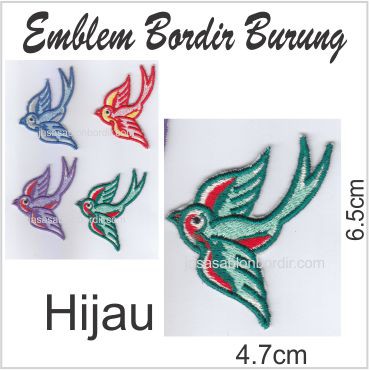 Emblem Bordir Burung Burung1 4x6cm