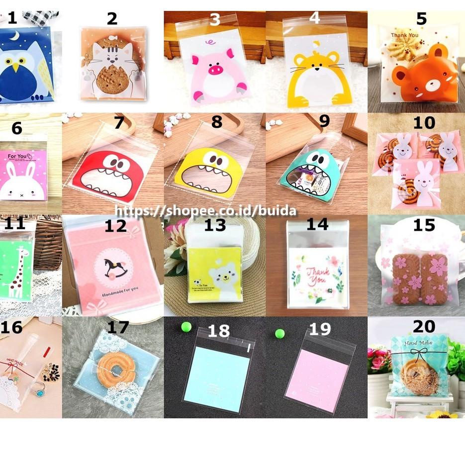 

MAOJ 1 Pack=100pcs Plastik Kue Cake Candy Souvenir Aksesoris Cookies Bag OPP Fancy Motif ukuran 7x7 10x10 zktv540