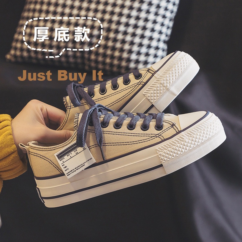 JBI-0252 [ Bisa COD ] Sepatu Wanita Kanvas Import Original Sneakers Tali Outsole Tebal Tren Terkini Elegan Mewah Keren-Sepatu Sneakers Canvas Wanita Import Premium sytel Korea