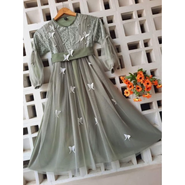 Gamis Anak Perempuan Motif Kupu kupu Bahan Tile Ukuran M/L/XL Terbaru 2025