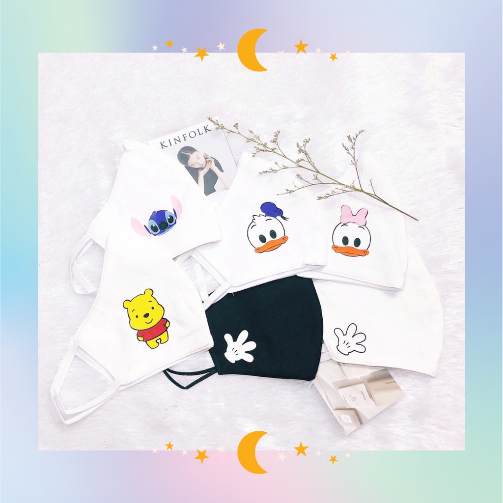 Masker Kain Dewasa Non Medis Washable Cover Mask Earloop Disney Mickey Pooh Donald Stitch Baymax