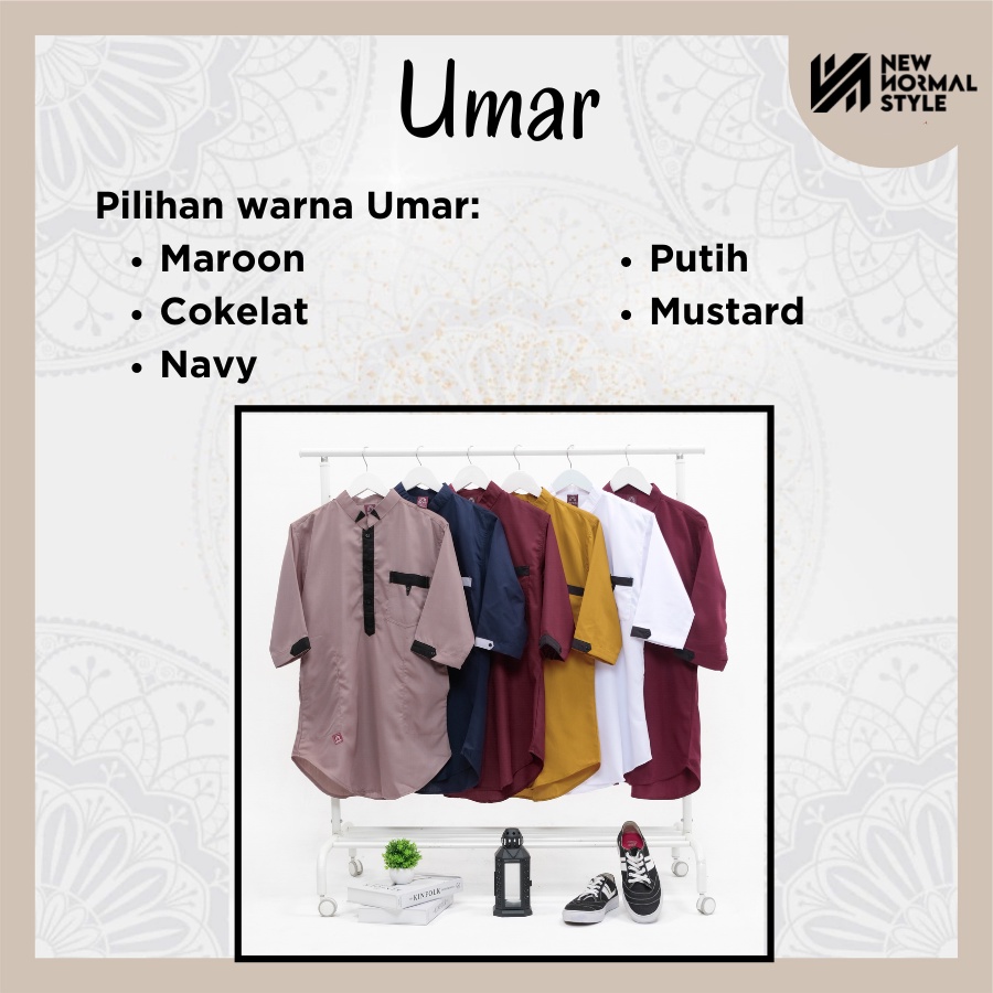 Umar Series Baju Pakaian Kemeja Kemko Koko Kokoh Muslim Kurta Pakistan Pria Laki Cowok Dewasa Lengan Pendek Dewasa Premium Terbaru 2022