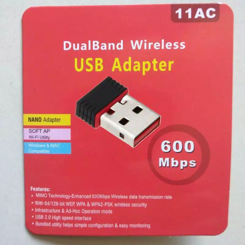 Penguat sinyal usb wifi adapter 802.11N 600 mbps mini dualband