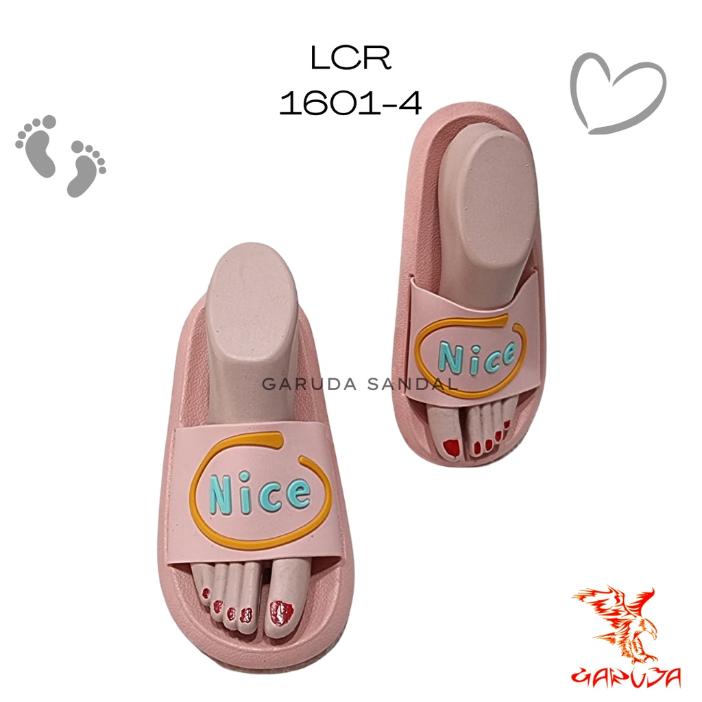 Sandal Selop Wanita LCR 1601-4 Jelly Karet PCU Import motif NICE emboss