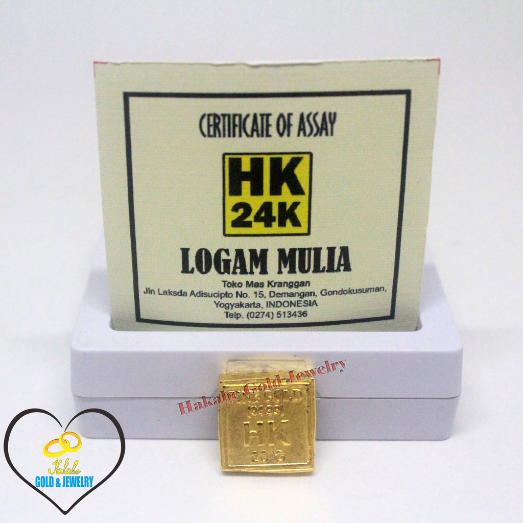 Emas Batangan HK Logam Mulia 24K Gold Bar Gold Fine Gold 20 Gram