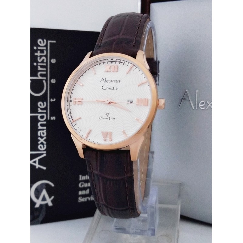 ORI ASLI 100% Best Seller ALEXANDRE CHRISTIE AC 8457 WANITA ROSEGOLD WHITE ORIGINAL Premium