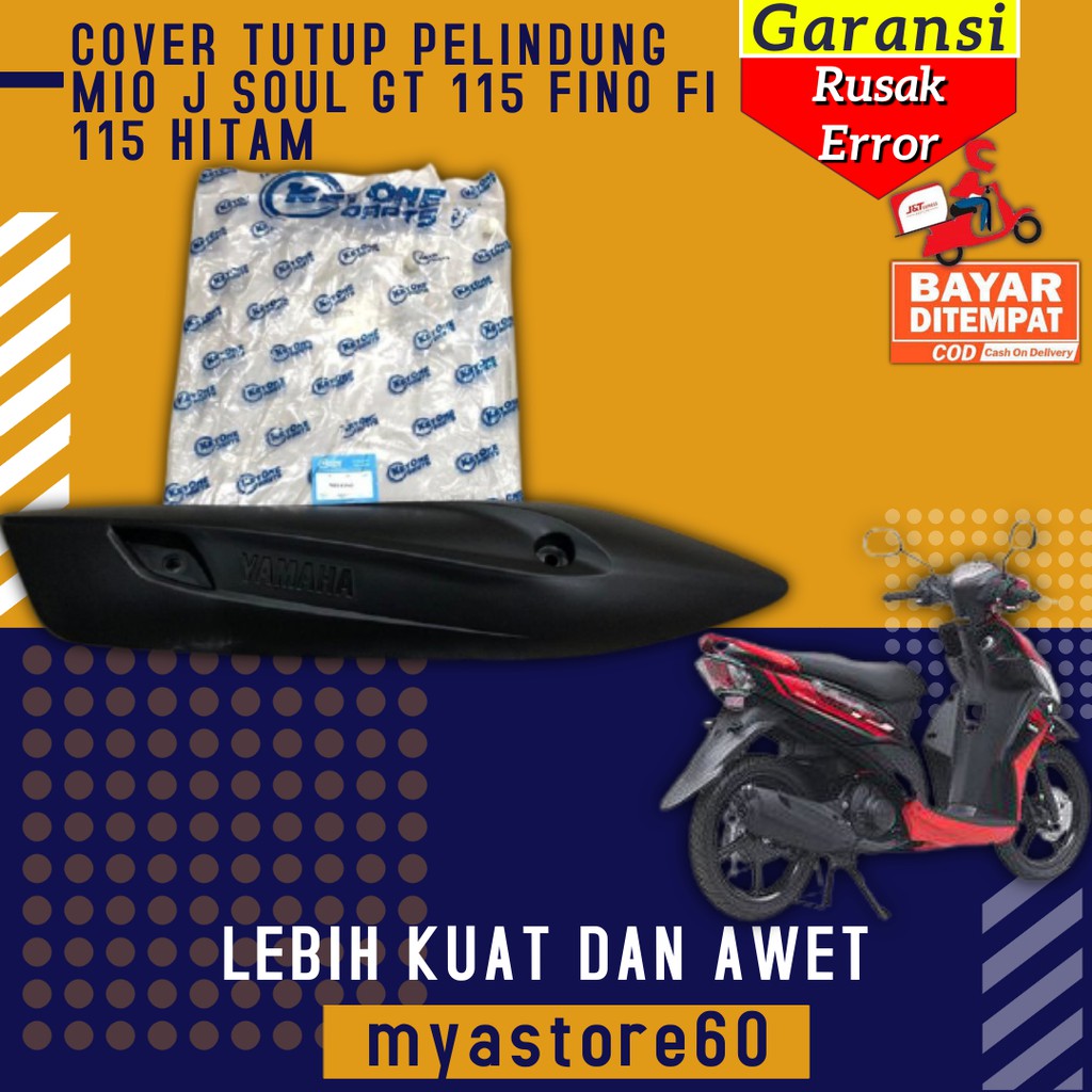 COVER TUTUP PROTECTOR MUFFLER PELINDUNG KNALPOT YAMAHA MIO J SOUL GT 115 FINO FI 115 HITAM AKSESORIS