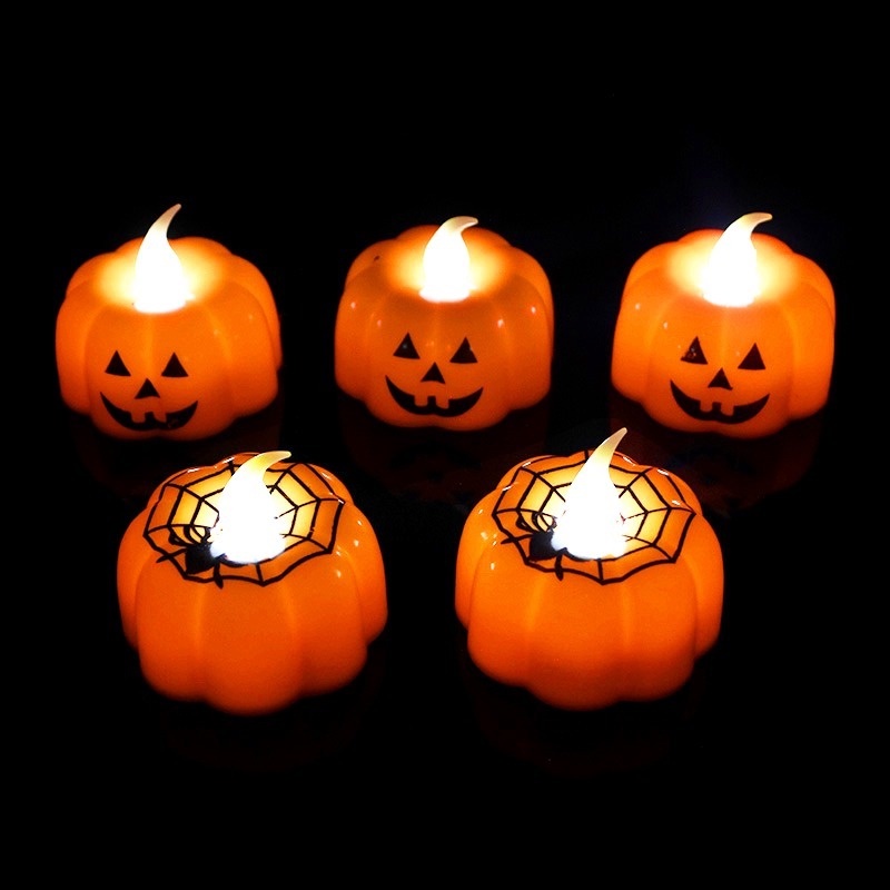 Lampu LED Bentuk Labu Halloween Bahan Plastik Untuk Dekorasi Pesta