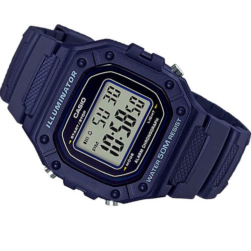 Casio Original W-218H-2A /  W218H-2A - Jam Tangan Pria - Digital - Karet - Biru Navy