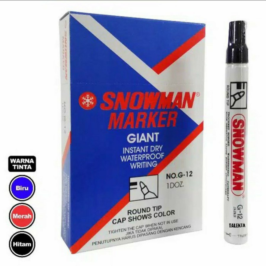 SPIDOL SNOWMAN PERMANENT MARKER G 12 / TINTA PERMANEN G-12 PER PCS