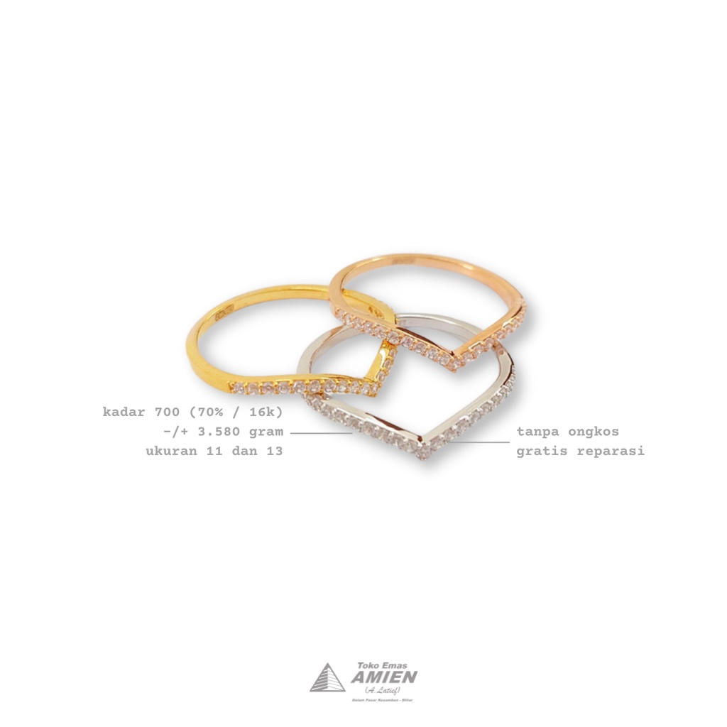 Toko Emas Amien Cincin Emas Asli UBS Kadar 700 (70% / 16K) 3.5 Gram - Aurel V Listring Permata Keron
