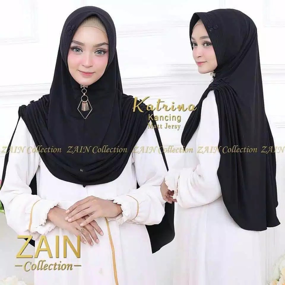 JILBAB KHIMAR KATRINA KANCING KERUT KANAN KIRI HIJAB BERGO KERUDUNG  INSTANT SYARI MURAH-1